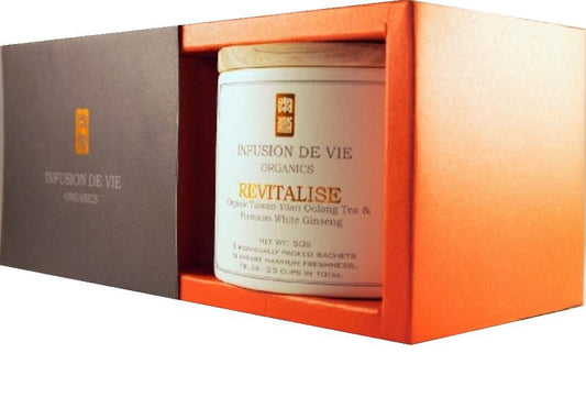 Thé Bio Revitalise - Thé Oolong taïwanais Yilan & Ginseng blanc premium 有機茶 - 台灣宜蘭烏龍茶及特級白參 50g boîte