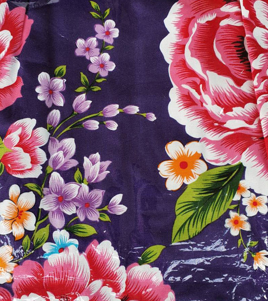 復古客家圍裙 - 台灣手工製作台灣手工製作古味客家花佈圍裙 (深紫色)