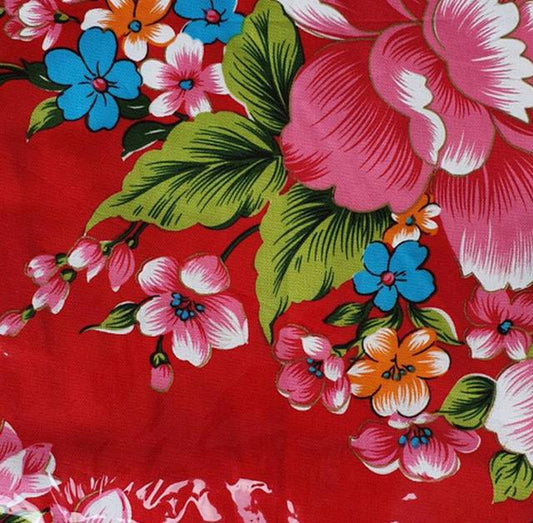 復古客家圍裙 - 台灣手工製作台灣手工製作古味客家花佈圍裙 (紅色)